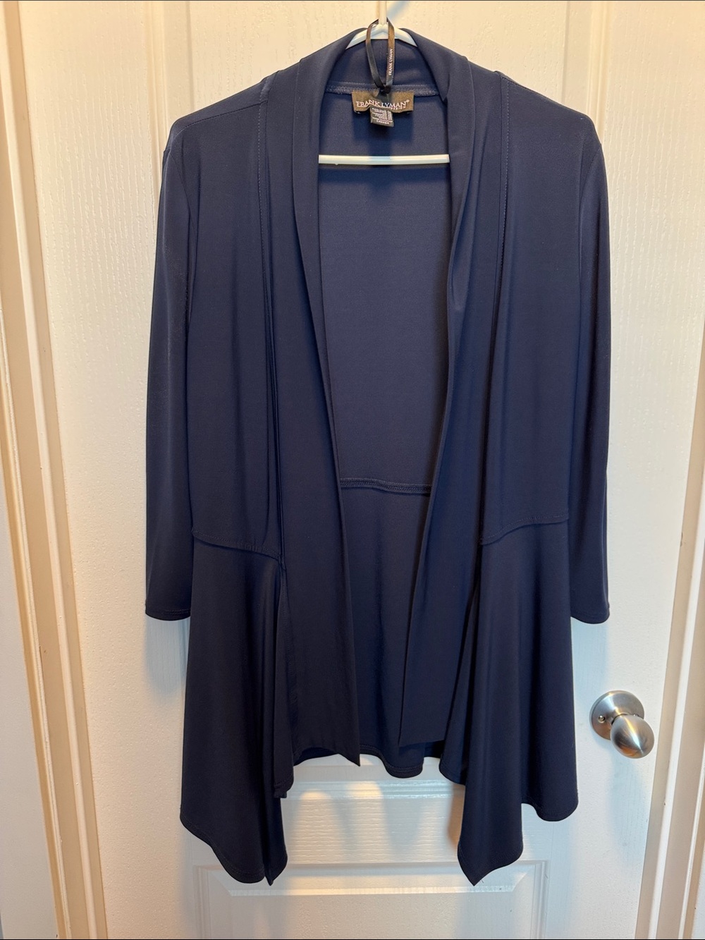 Frank Lyman Design Navy Draped Open-Front Cardigan